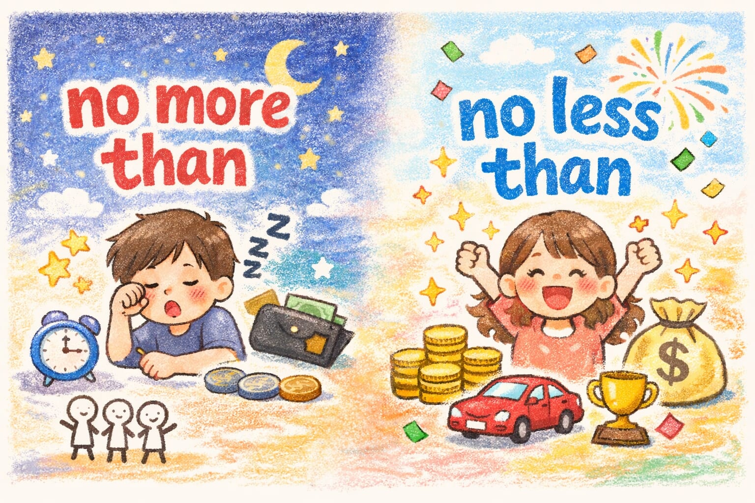 no more than 與 no less than 用法解析：差別與語氣整理