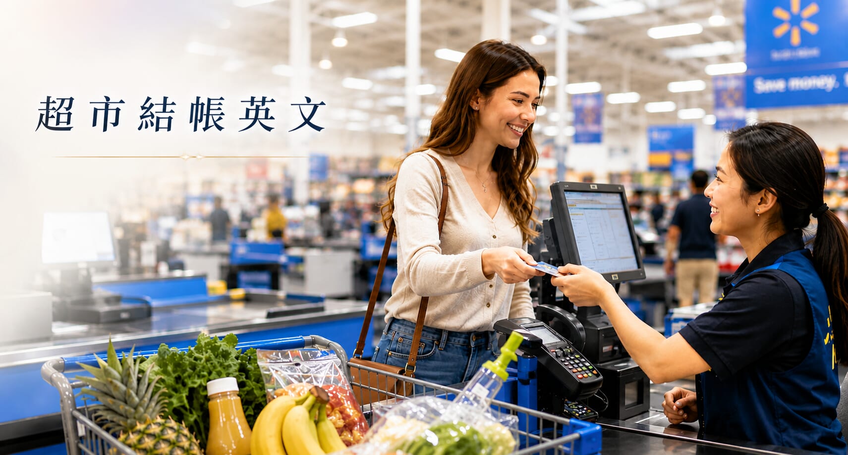國外超市結帳英文：從排隊、付款到拿袋子的實用會話