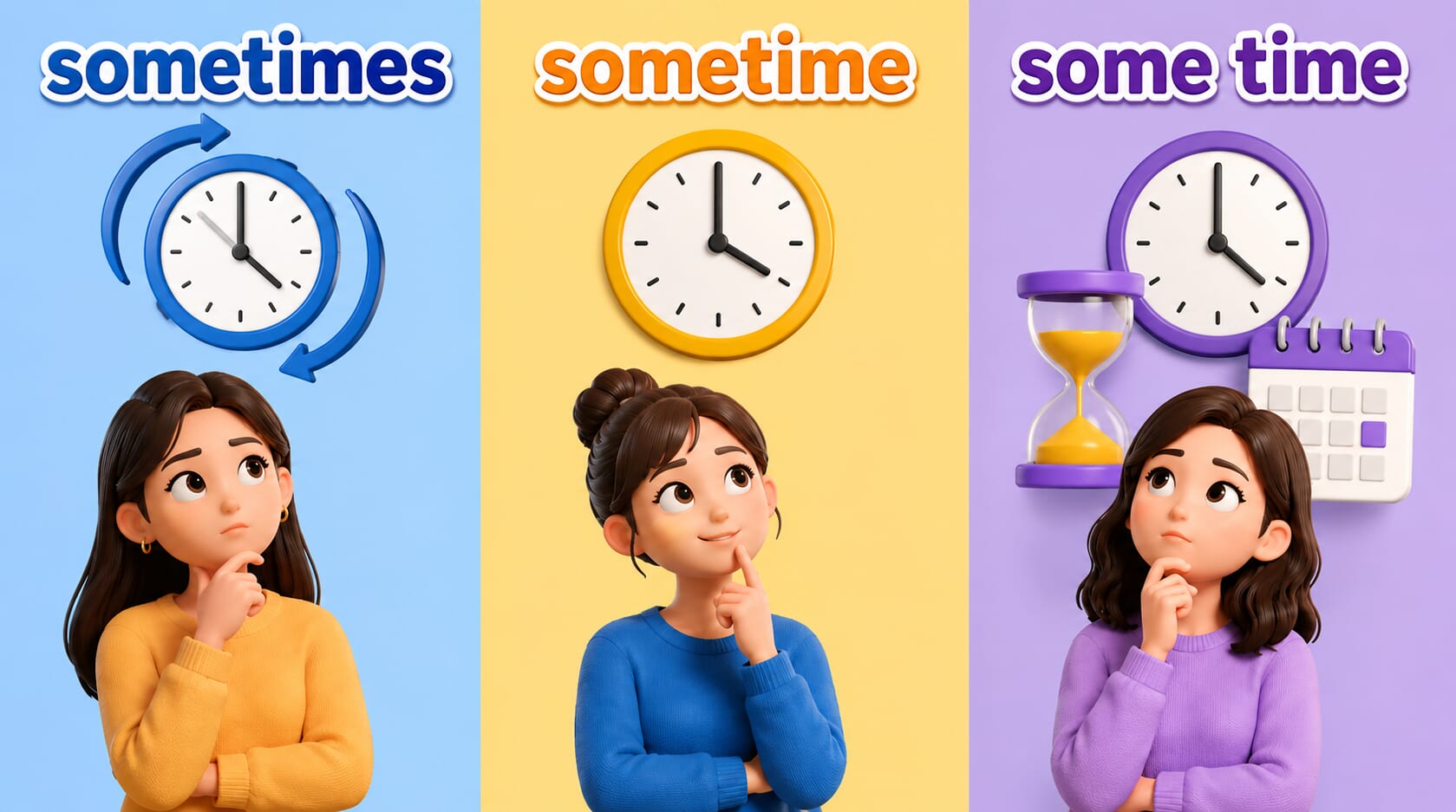 sometimes、sometime、some time 差在哪裡?用法與差異整理 sometimes、sometime、some time 差在哪裡?用法與差異整理